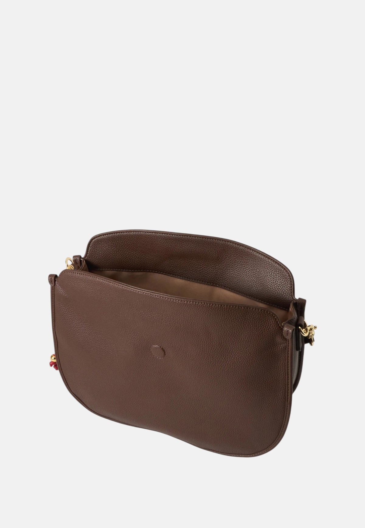 Borsa a Spalla Da Donna in ecopelle con charm decorativo. Cioccolato