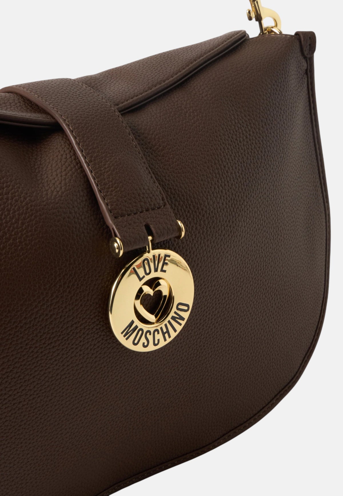 Borsa a Spalla Da Donna in ecopelle con charm decorativo. Cioccolato