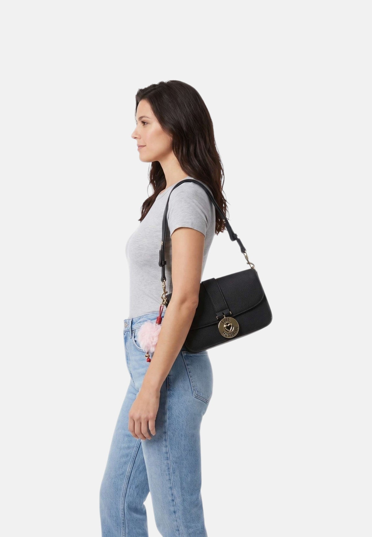 Borsa con Ciondolo decorativo Love Moschino Nero