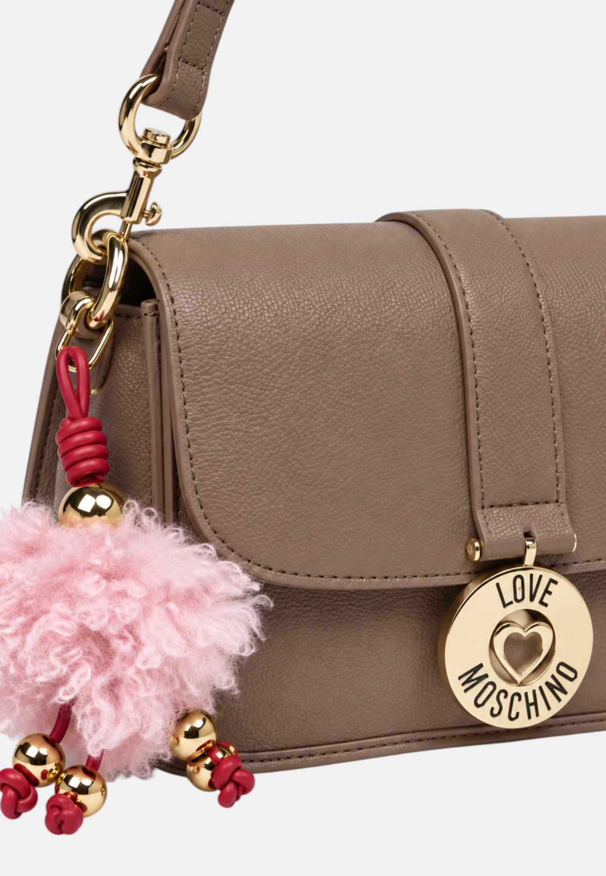 Borsa con Ciondolo decorativo Love Moschino Sabbia