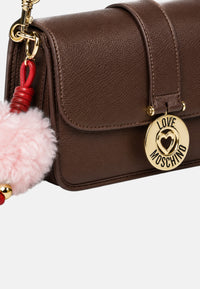 Borsa a spalla con Ciondolo decorativo Love Moschino Cioccolato