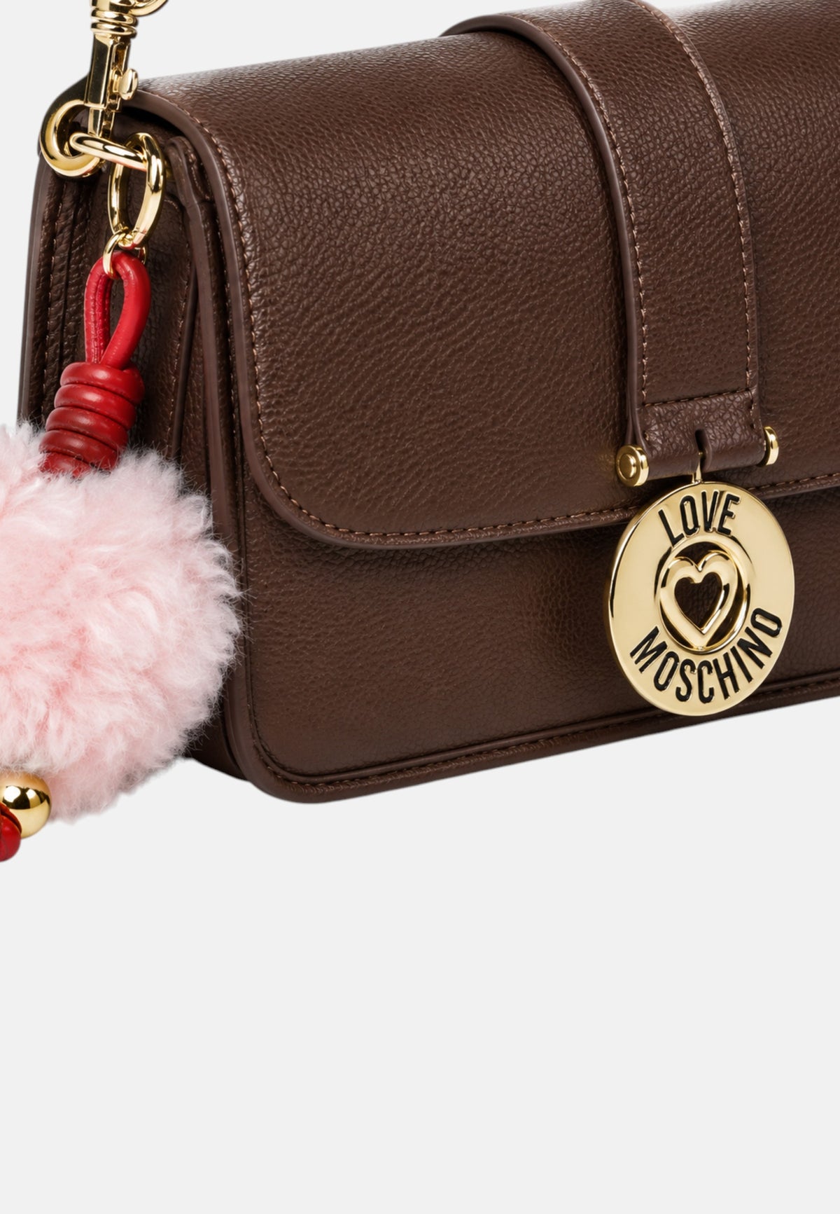 Borsa a spalla con Ciondolo decorativo Love Moschino Cioccolato