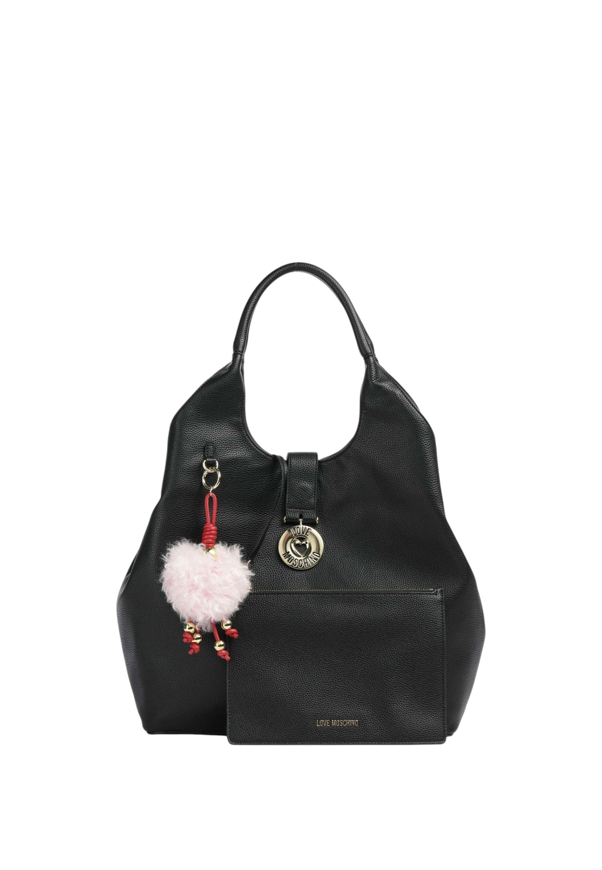 Borsa a spalla con Ciondolo decorativo Love Moschino Nero