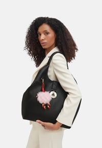 Borsa a spalla con Ciondolo decorativo Love Moschino Nero