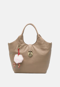 Borsa a spalla con Ciondolo decorativo Love Moschino Sabbia