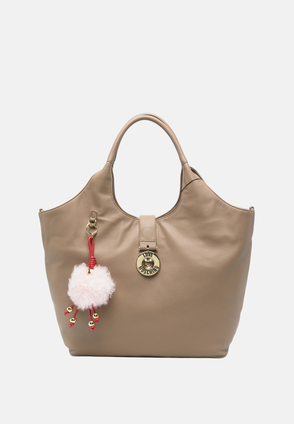 Borsa a spalla con Ciondolo decorativo Love Moschino Sabbia