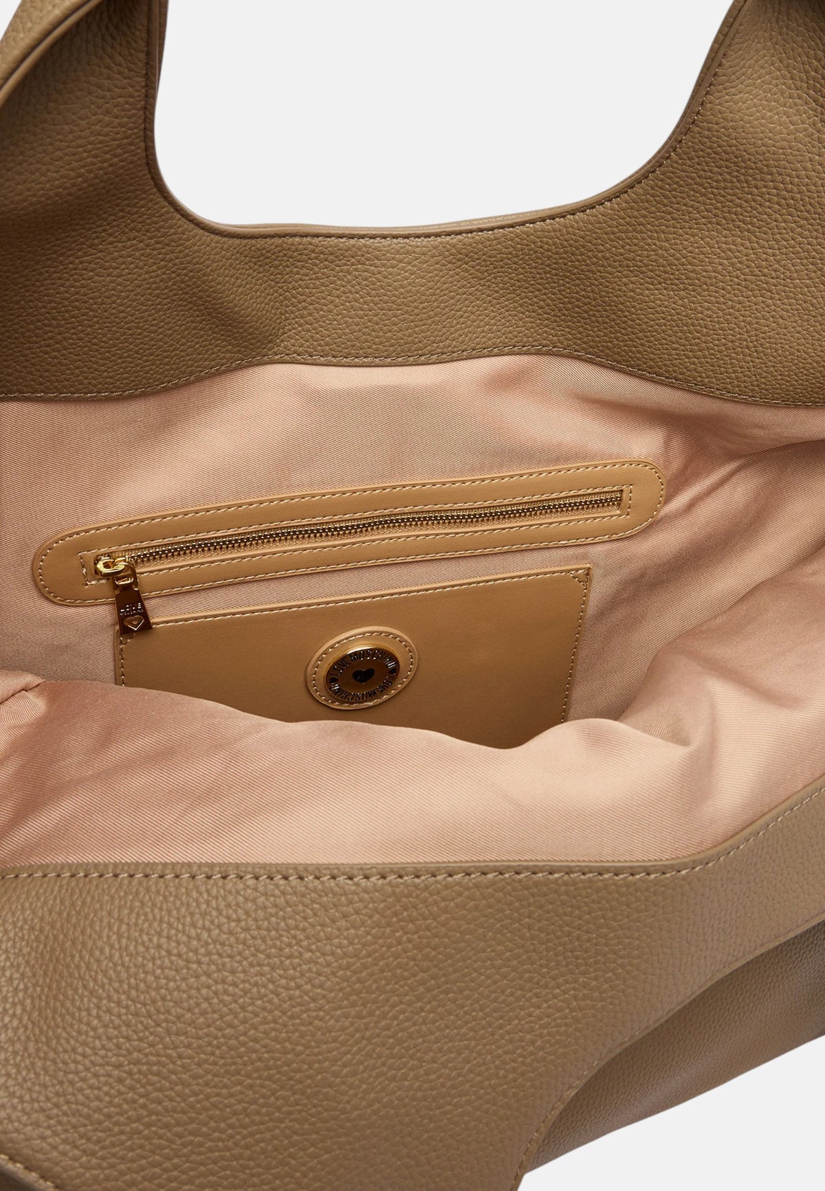 Borsa a spalla con Ciondolo decorativo Love Moschino Sabbia
