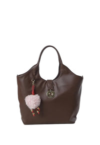 Borsa a spalla con Ciondolo decorativo Love Moschino Cioccolato
