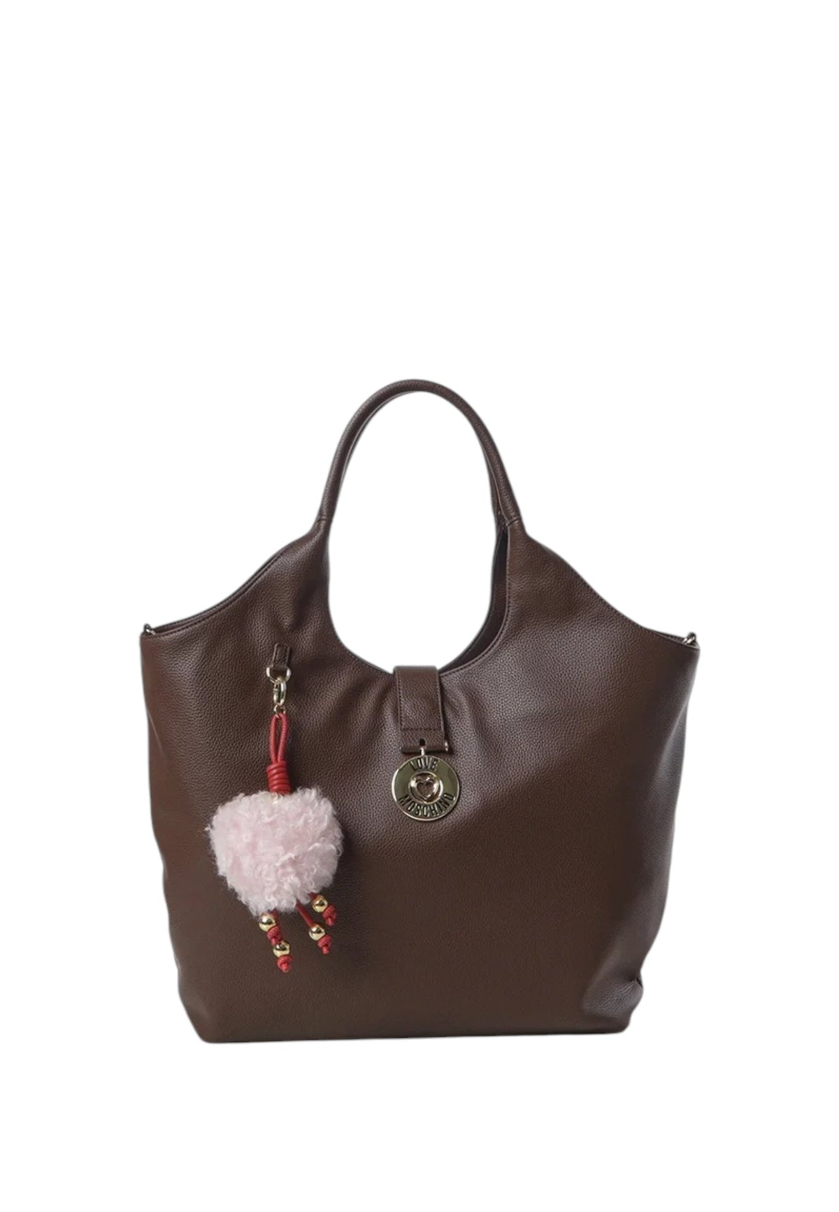 Borsa a spalla con Ciondolo decorativo Love Moschino Cioccolato