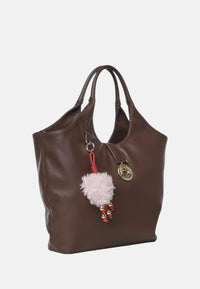 Borsa a spalla con Ciondolo decorativo Love Moschino Cioccolato
