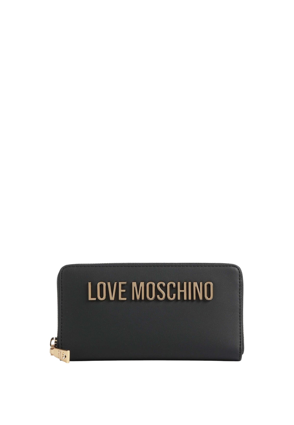 Love Moschino Portafoglio con zip da Donna in ecopelle Nero/oro