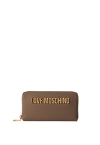 Love Moschino Portafoglio con zip da Donna in ecopelle Fango