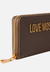 Love Moschino Portafoglio con zip da Donna in ecopelle Fango