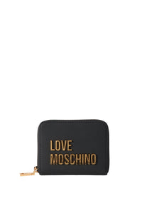 Love Moschino Portafoglio con zip da Donna in ecopelle Nero/oro