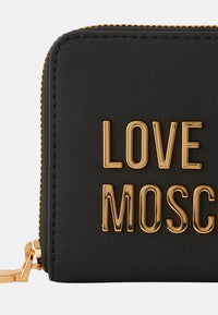 Love Moschino Portafoglio con zip da Donna in ecopelle Nero/oro