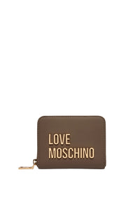 Love Moschino Portafoglio con zip da Donna in ecopelle Fango