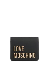 Love Moschino Portafoglio con zip da Donna in ecopelle Nero/oro