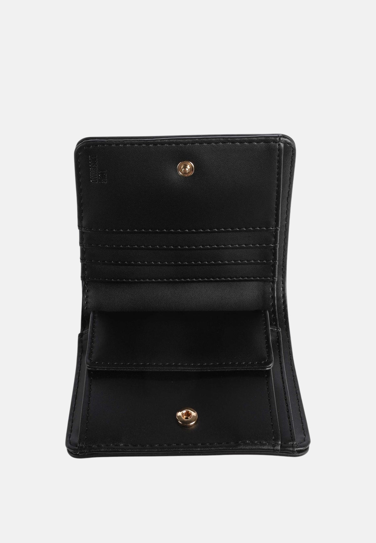 Love Moschino Portafoglio con zip da Donna in ecopelle Nero/oro
