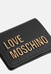 Love Moschino Portafoglio con zip da Donna in ecopelle Nero/oro