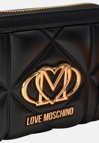 Love Moschino Portafoglio con zip da Donna in ecopelle Nero