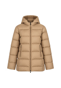 Piumino corto MM Max Mara in nylon trapuntato e idrorepellente con cappuccio Donna Max Mara Cammello