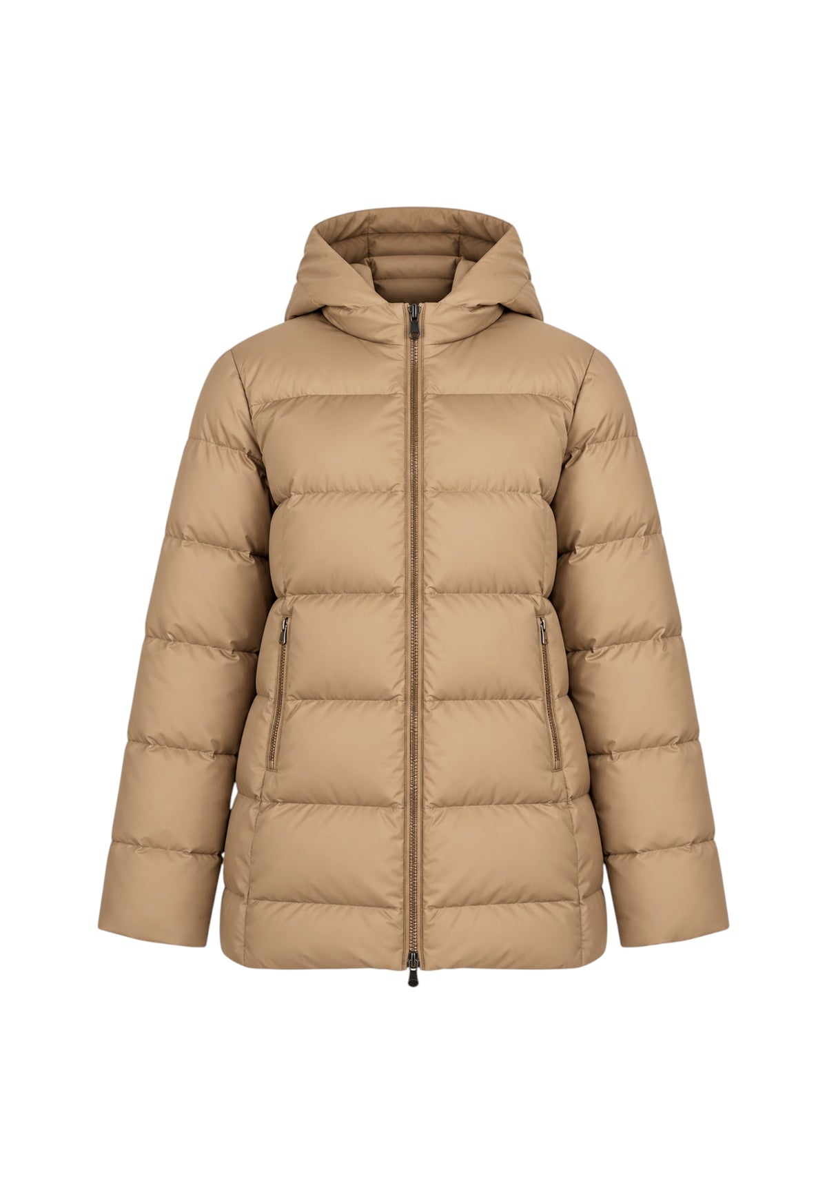 Piumino corto MM Max Mara in nylon trapuntato e idrorepellente con cappuccio Donna Max Mara Cammello
