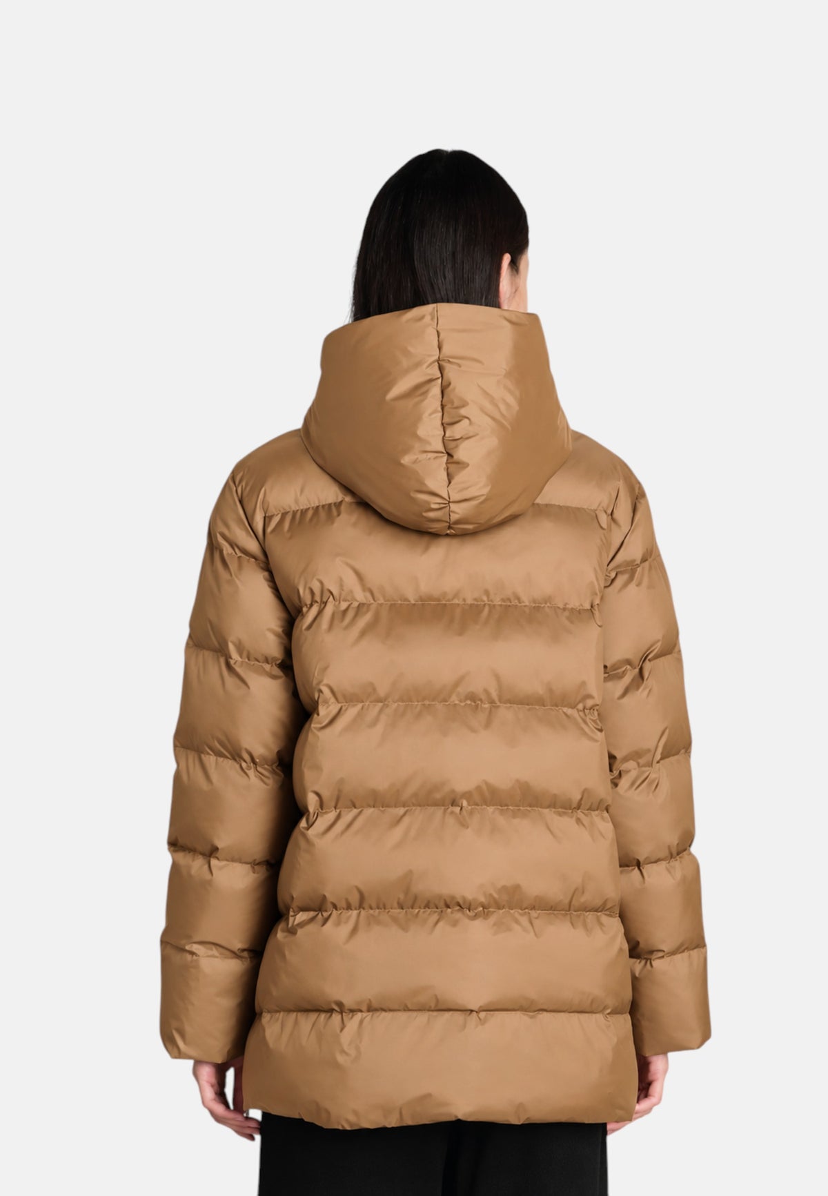 Piumino corto MM Max Mara in nylon trapuntato e idrorepellente con cappuccio Donna Max Mara Cammello