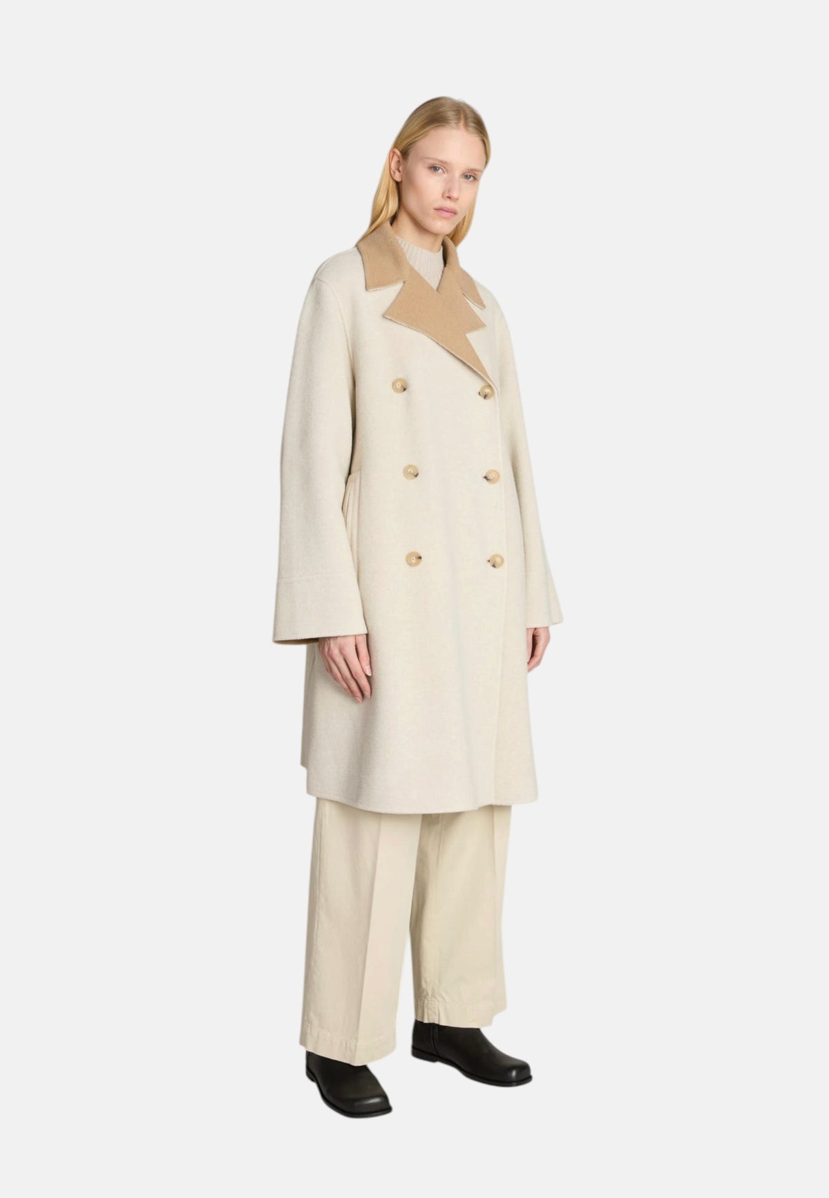 Cappotto in Lana Doppiopetto Donna Max Mara Sabbia