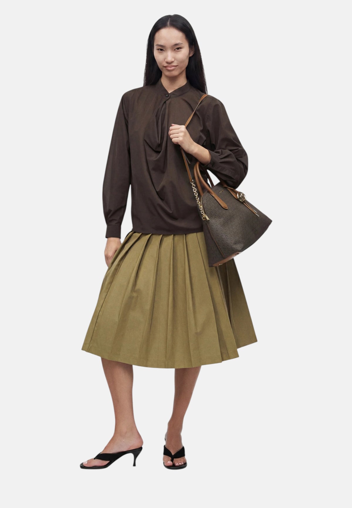 Borsa a mano da donna in similpelle Freddie Michael Kors Brown/acorn