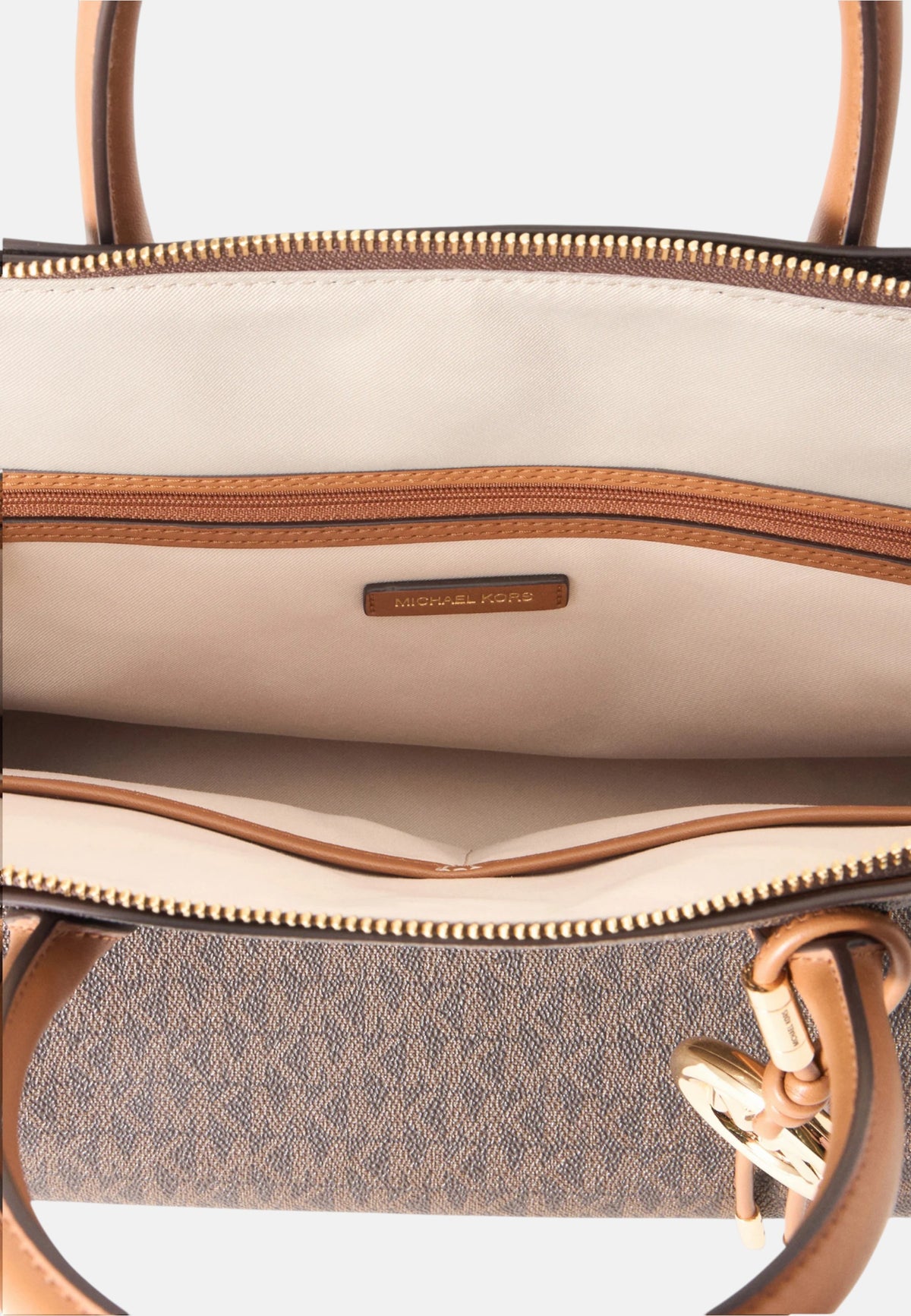 Borsa a mano da donna in similpelle Freddie Michael Kors Brown/acorn