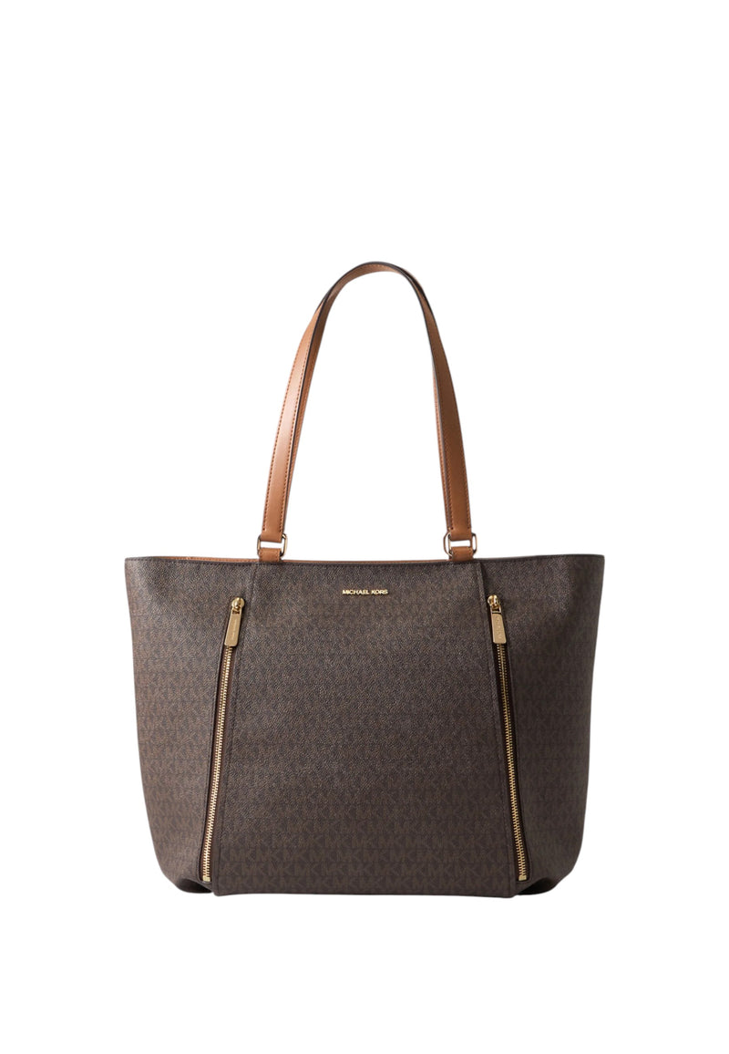 Borsa Shopping media e stampa logata Michael Kors Brown/acorn