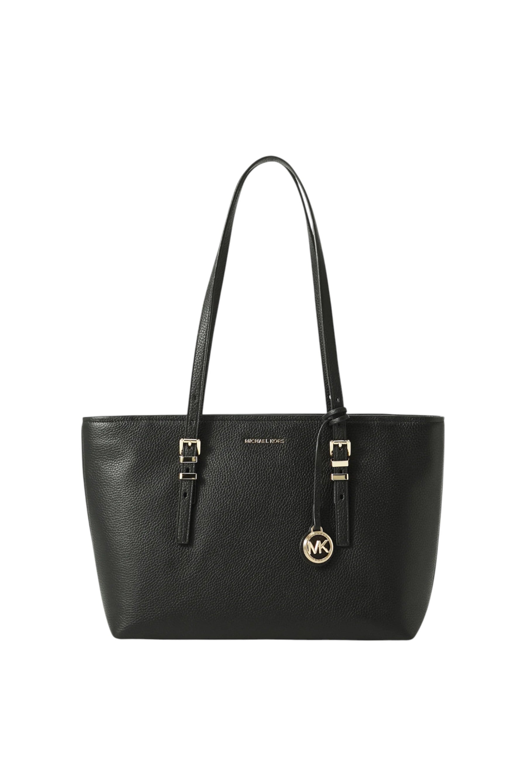 Borsa Donna tote Quinn media in pelle martellata Michael Kors Black
