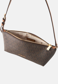 Borsa a Spalla piccola con stampa logo Michael Kors Brown/acorn