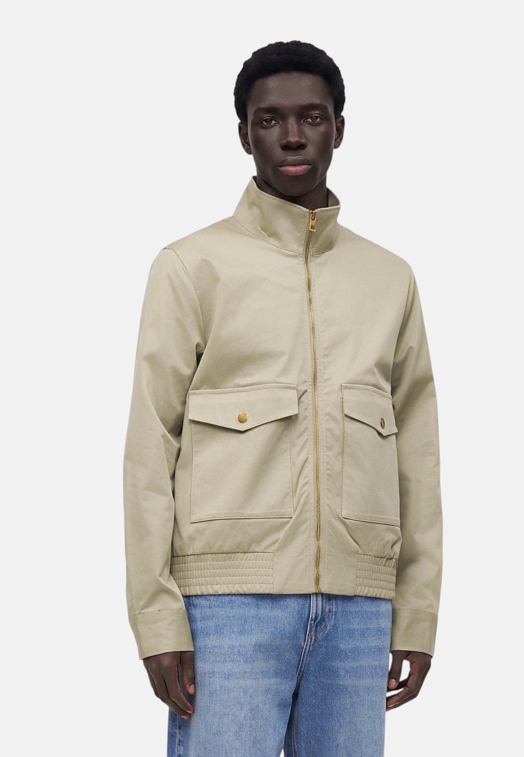 Bomber Harrington in cotone stretch Uomo Michael Kors Dusty Sage