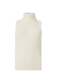 Michael Kors Top smanicato a collo alto in misto lana Bone