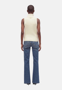 Michael Kors Top smanicato a collo alto in misto lana Bone