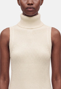 Michael Kors Top smanicato a collo alto in misto lana Bone