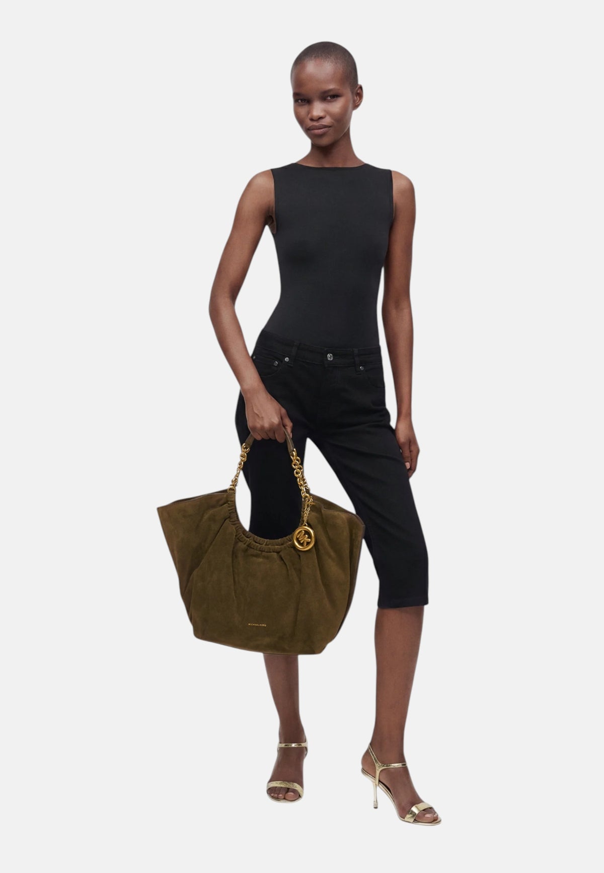 Borsa tote Indie grande in pelle scamosciata Michael Kors Loden