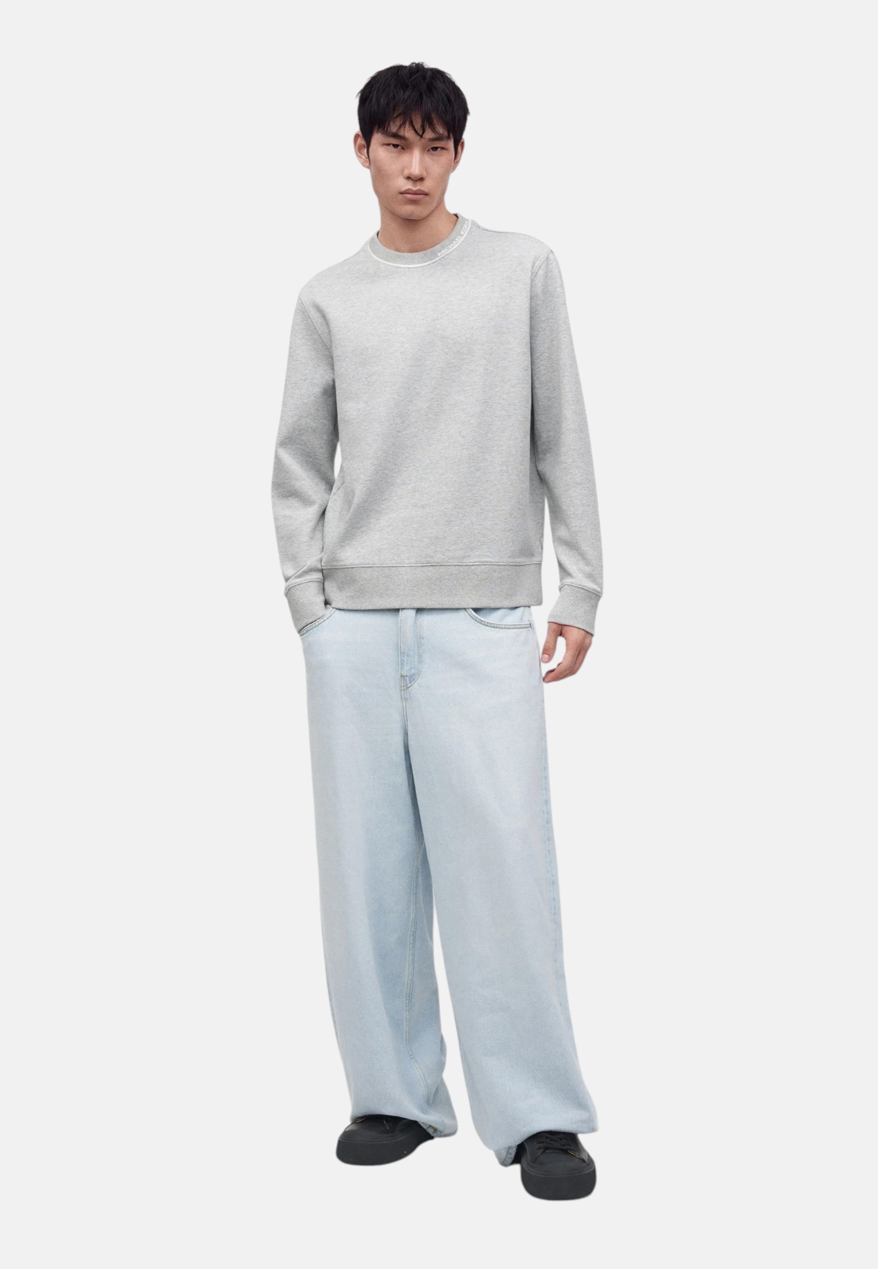 Pullover in misto cotone con logo da Uomo Michael Kors Heather Grey