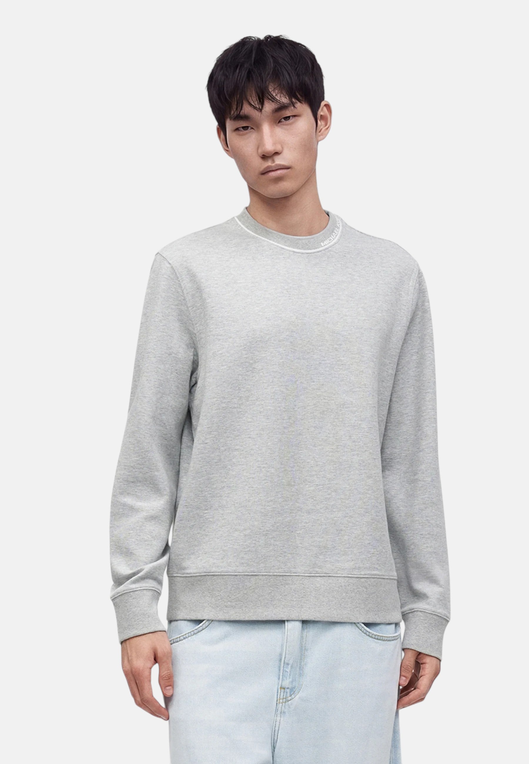 Pullover in misto cotone con logo da Uomo Michael Kors Heather Grey