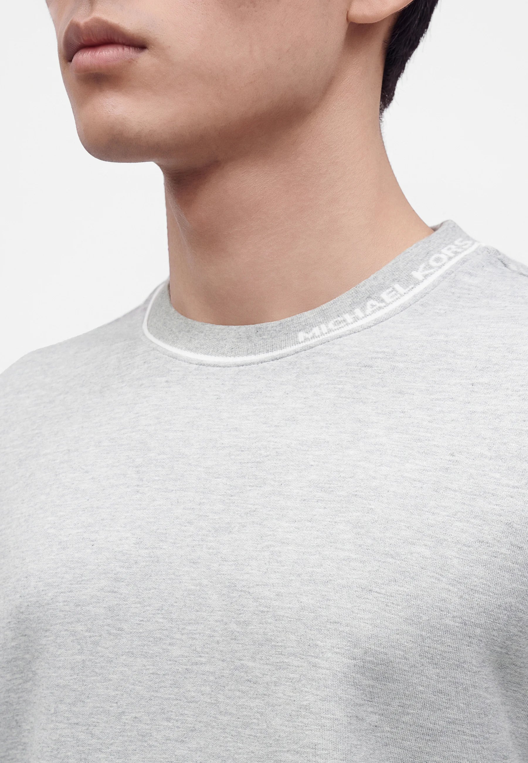 Pullover in misto cotone con logo da Uomo Michael Kors Heather Grey