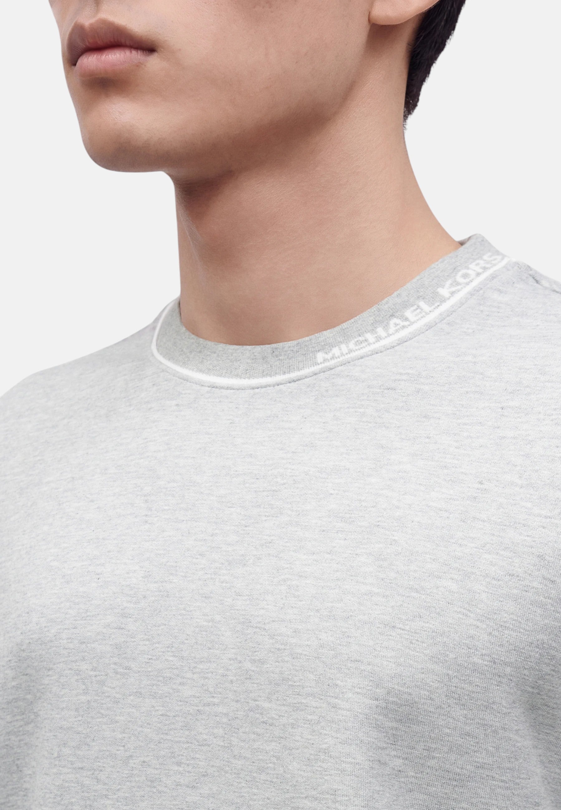 Pullover in misto cotone con logo da Uomo Michael Kors Heather Grey