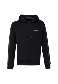 Felpa da Uomo in misto cotone con fettuccia logo, cappuccio e zip Michael Kors Black