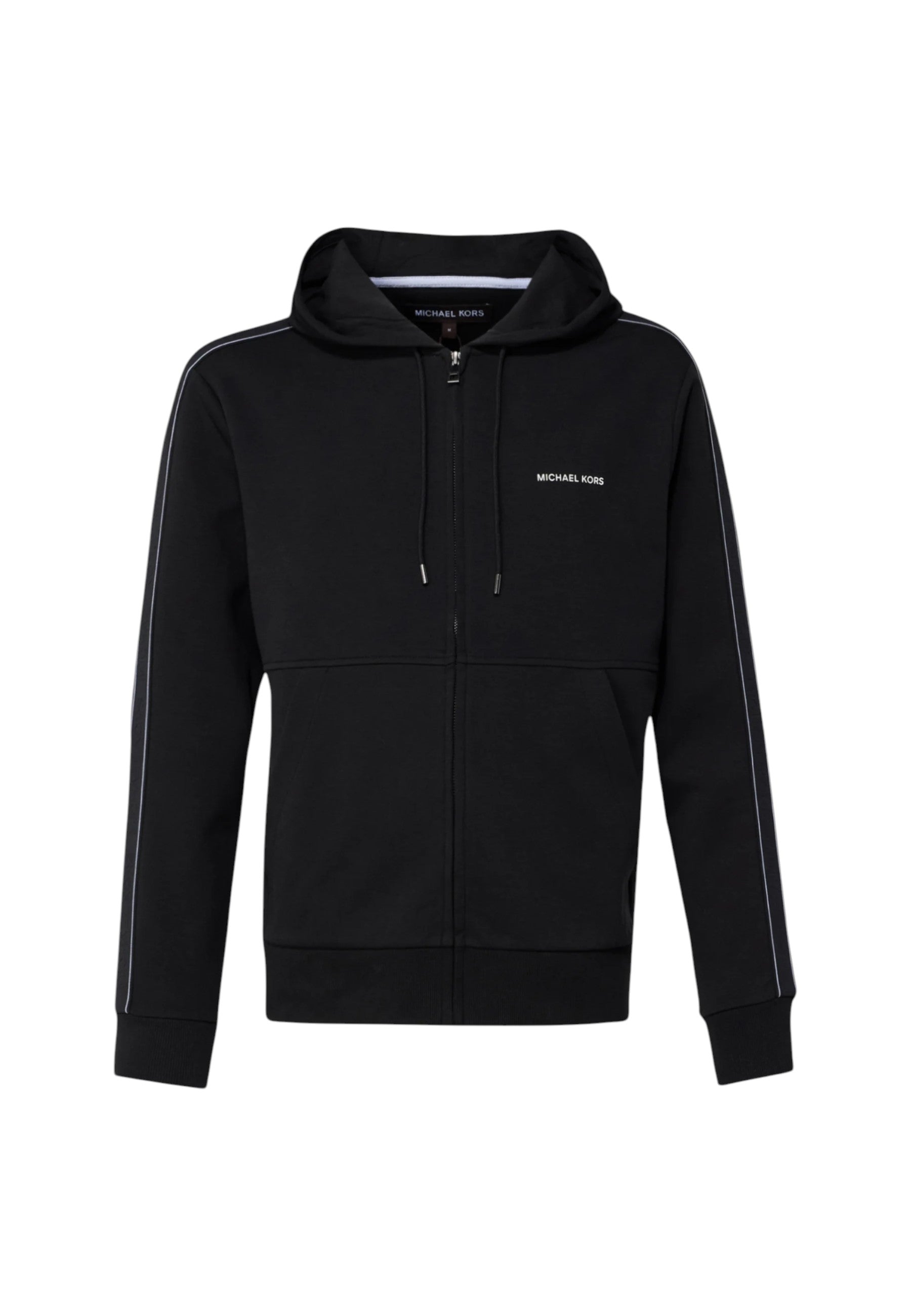 Felpa da Uomo in misto cotone con fettuccia logo, cappuccio e zip Michael Kors Black