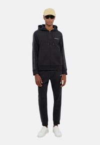 Felpa da Uomo in misto cotone con fettuccia logo, cappuccio e zip Michael Kors Black