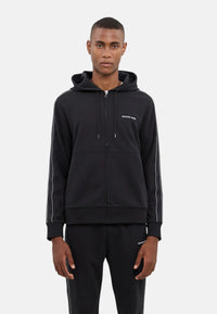 Felpa da Uomo in misto cotone con fettuccia logo, cappuccio e zip Michael Kors Black