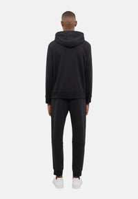 Felpa da Uomo in misto cotone con fettuccia logo, cappuccio e zip Michael Kors Black