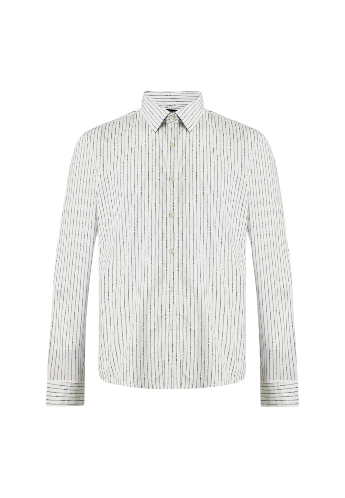 Camicia in cotone stretch gessato con logo Michael Kors White