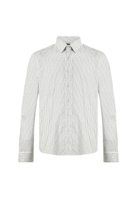 Camicia in cotone stretch gessato con logo Michael Kors White