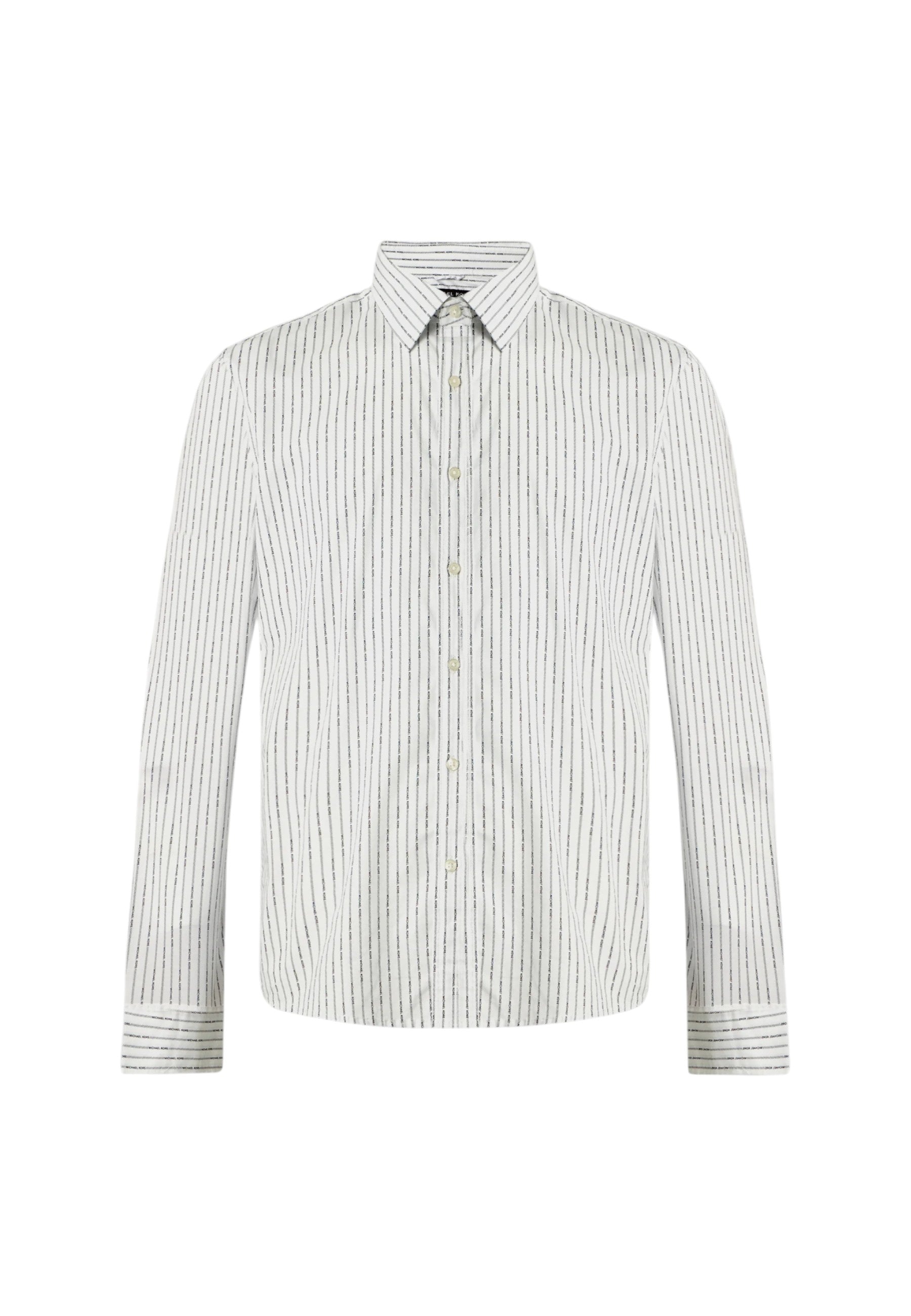 Camicia in cotone stretch gessato con logo Michael Kors White